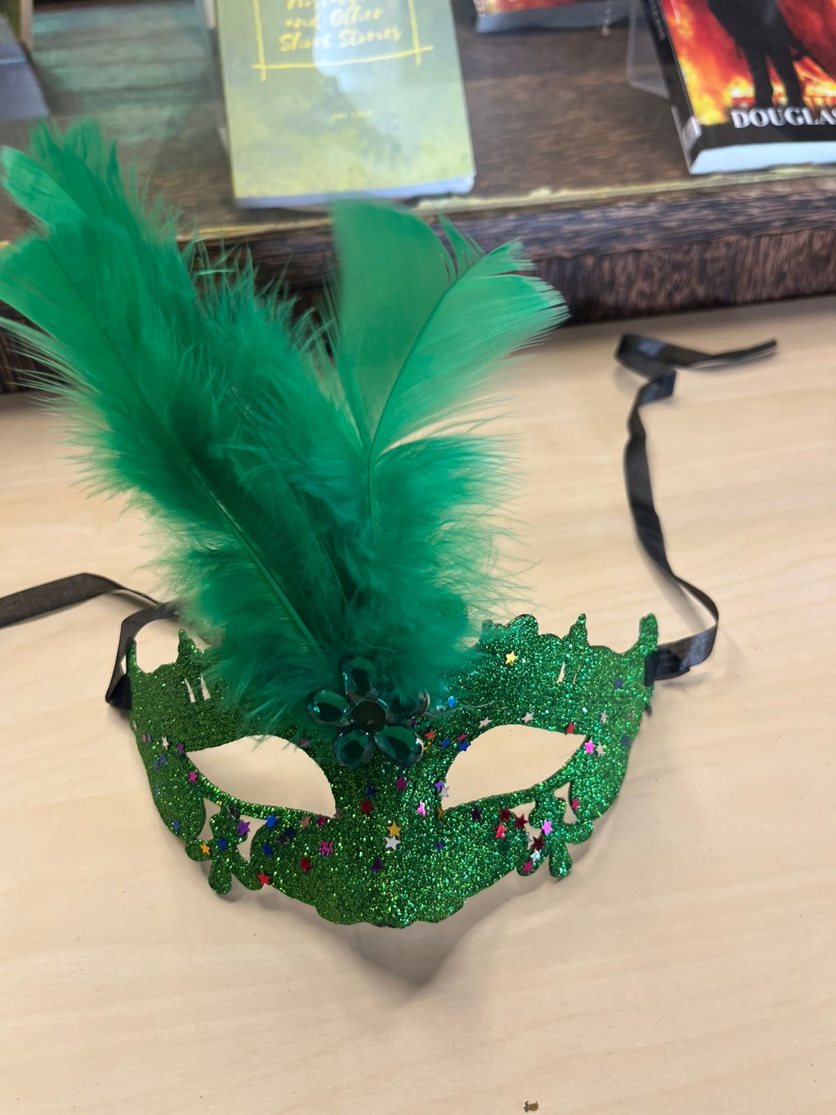 Green Mask with Green Feathers