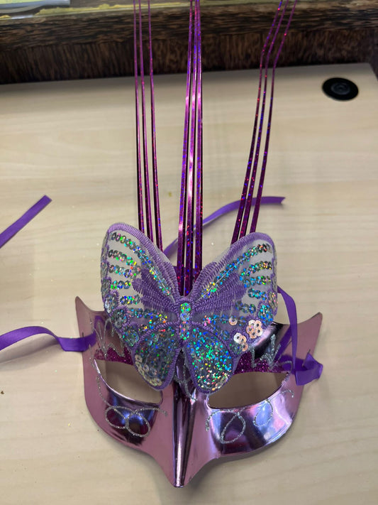 Purple Mask with Butterfly and Strands