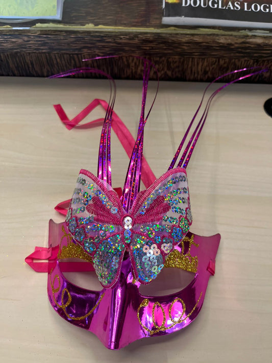 Pink Mask with Butterfly and Strands